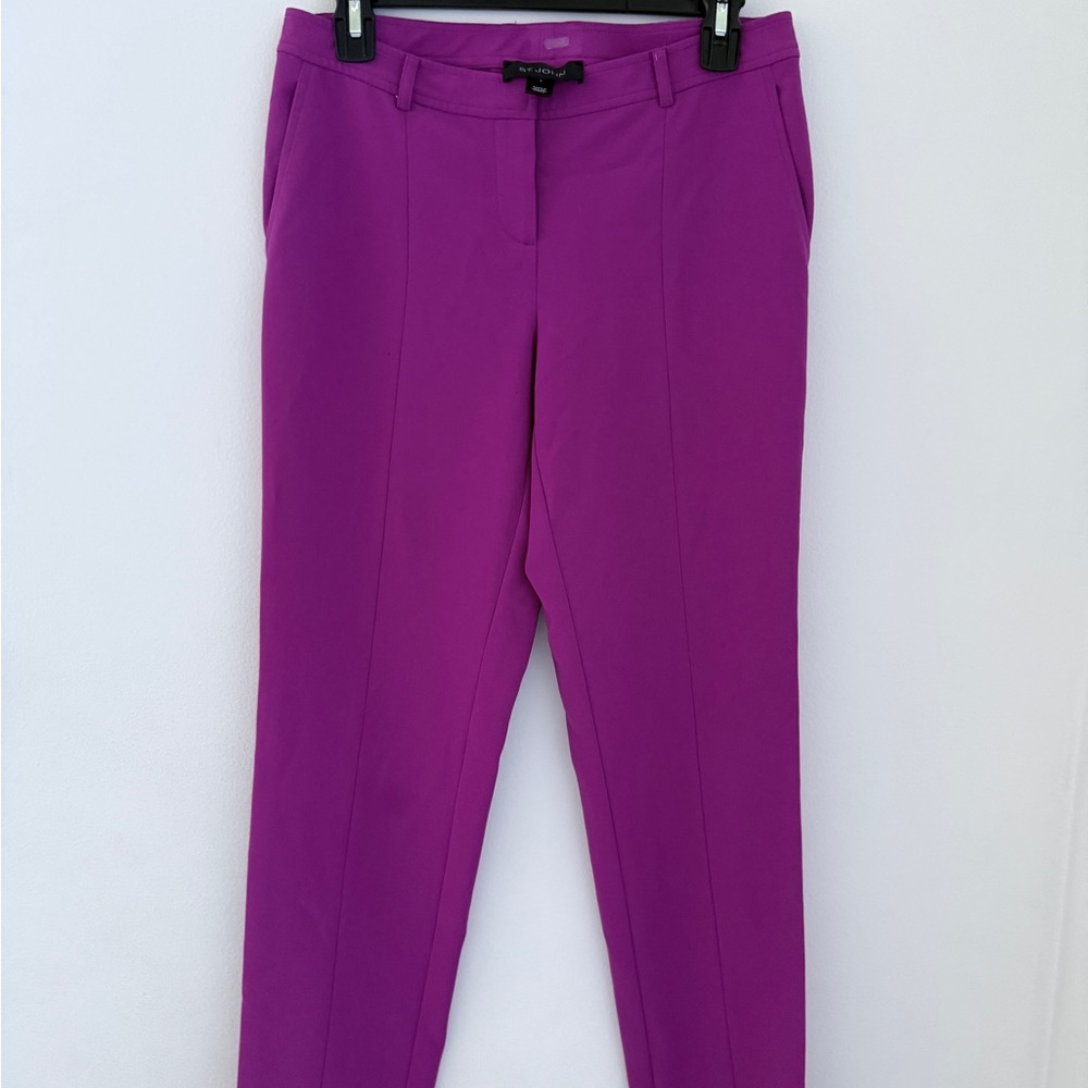 St. John Magenta Knit Pants Size 2 Gold Hardware